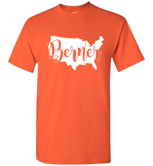 USA Berner Unisex Adult & Youth Gildan Short Sleeve T-Shirt White Print - WagALotBowWow