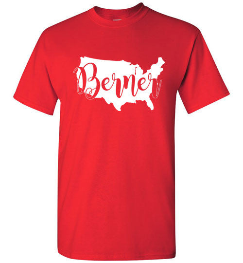 USA Berner Unisex Adult & Youth Gildan Short Sleeve T-Shirt White Print - WagALotBowWow