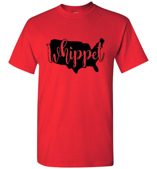 USA Whippet Gildan SS Unisex Adult & Youth Unisex TShirt Black Print - WagALotBowWow