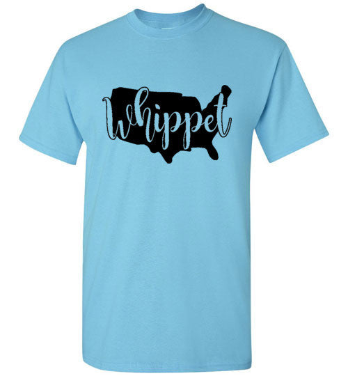 USA Whippet Gildan SS Unisex Adult & Youth Unisex TShirt Black Print - WagALotBowWow