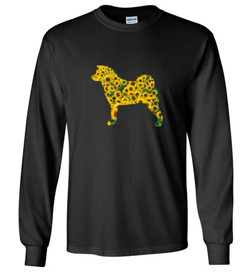 Sunflower Akita LongSleeve & Hoodie - WagALotBowWow