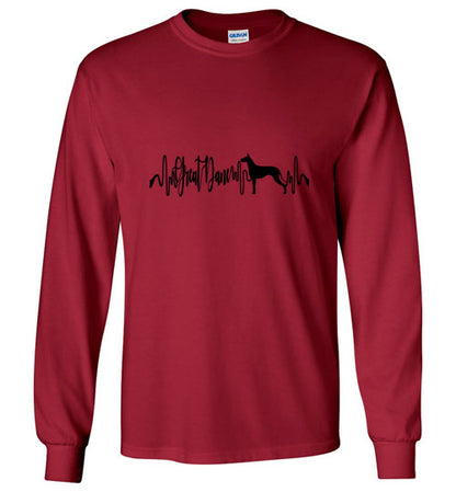 Great Dane Heartbeat Unisex Long Sleeve T-Shirt - WagALotBowWow