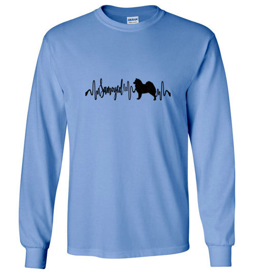 Samoyed 2 Heartbeat Unisex Long Sleeve T-Shirt - WagALotBowWow