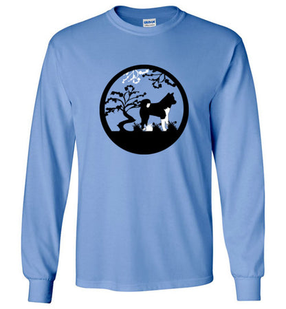 Akita Tree Gildan Long Sleeve T-Shirt - WagALotBowWow