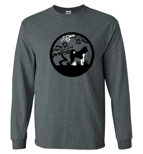 Akita Tree Gildan Long Sleeve T-Shirt - WagALotBowWow