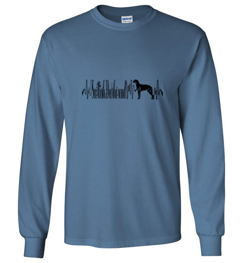 Scottish Deerhound Heartbeat Unisex Long Sleeve T-Shirt - WagALotBowWow