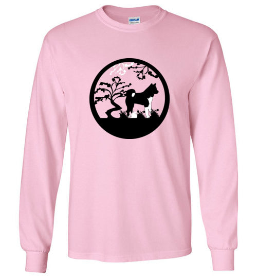 Akita Tree Gildan Long Sleeve T-Shirt - WagALotBowWow