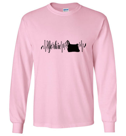 Yorkie Heartbeat Unisex Long Sleeve T-Shirt - WagALotBowWow