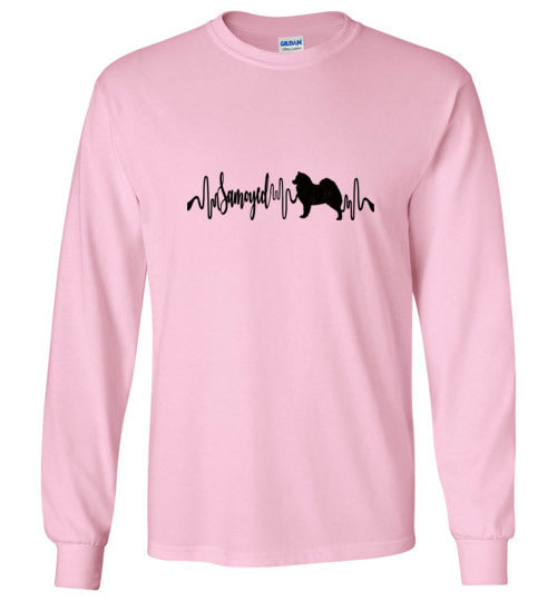 Samoyed 2 Heartbeat Unisex Long Sleeve T-Shirt - WagALotBowWow