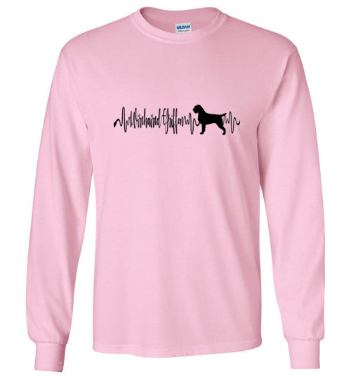 Wiredhair Griffon Heartbeat Long Sleeve Shirt Black Lettering - WagALotBowWow