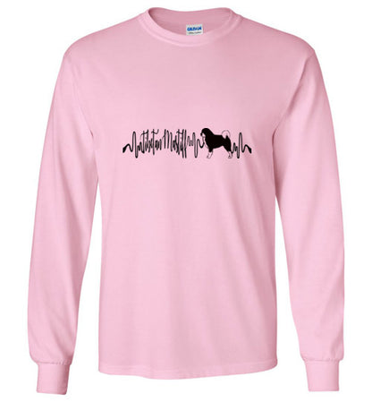 Tibetan Mastiff Heartbeat Unisex Long Sleeve T-Shirt - WagALotBowWow