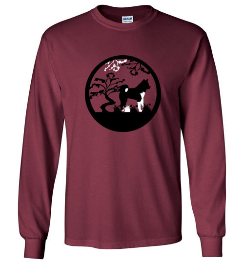 Akita Tree Gildan Long Sleeve T-Shirt - WagALotBowWow