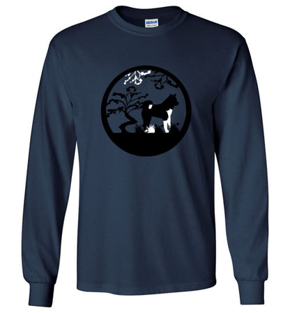 Akita Tree Gildan Long Sleeve T-Shirt - WagALotBowWow
