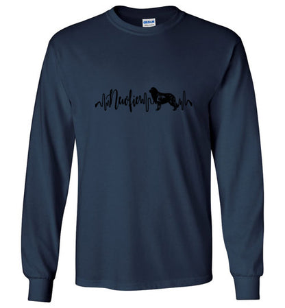 Newfie Heartbeat Unisex Long Sleeve T-Shirt - WagALotBowWow