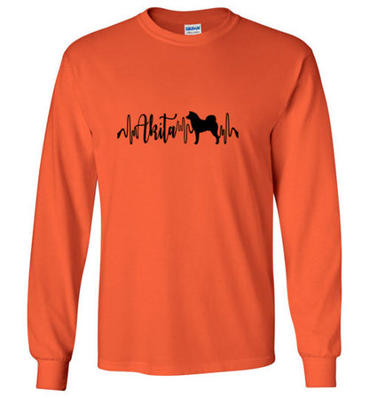 Japanese Akita Heartbeat Unisex Gildan Long Sleeve T-Shirt - WagALotBowWow