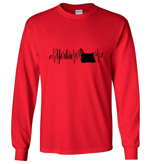Yorkie Heartbeat Unisex Long Sleeve T-Shirt - WagALotBowWow