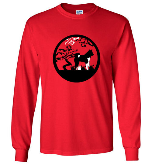 Akita Tree Gildan Long Sleeve T-Shirt - WagALotBowWow