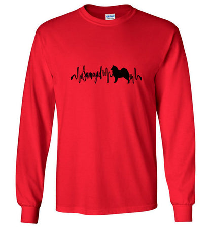 Samoyed 2 Heartbeat Unisex Long Sleeve T-Shirt - WagALotBowWow