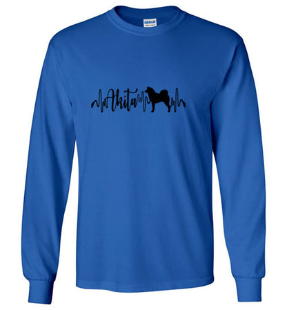 Japanese Akita Heartbeat Unisex Gildan Long Sleeve T-Shirt - WagALotBowWow