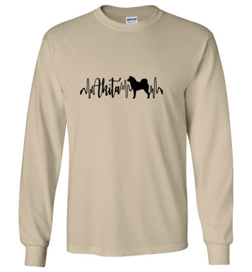 Japanese Akita Heartbeat Unisex Gildan Long Sleeve T-Shirt - WagALotBowWow