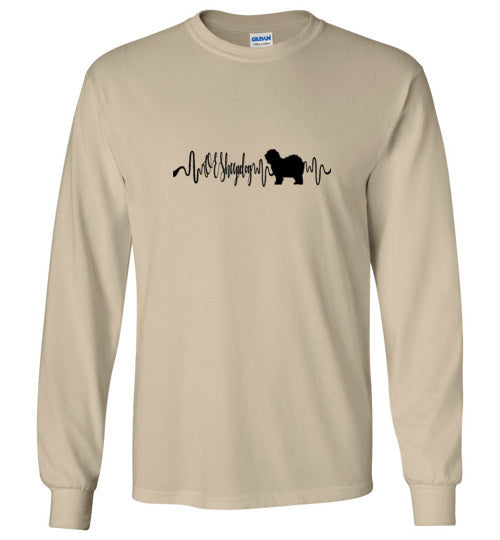 Old English Sheepdog Gildan Unisex Long Sleeve T-Shirt Black - WagALotBowWow