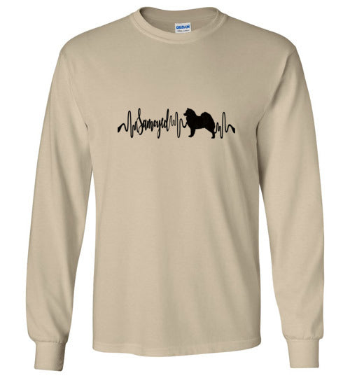Samoyed 2 Heartbeat Unisex Long Sleeve T-Shirt - WagALotBowWow