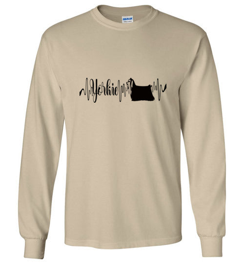 Yorkie Heartbeat Unisex Long Sleeve T-Shirt - WagALotBowWow