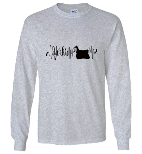 Yorkie Heartbeat Unisex Long Sleeve T-Shirt - WagALotBowWow