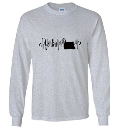 Yorkie Heartbeat Unisex Long Sleeve T-Shirt - WagALotBowWow