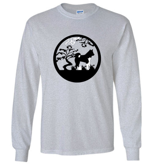 Akita Tree Gildan Long Sleeve T-Shirt - WagALotBowWow