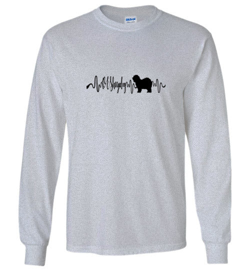 Old English Sheepdog Gildan Unisex Long Sleeve T-Shirt Black - WagALotBowWow