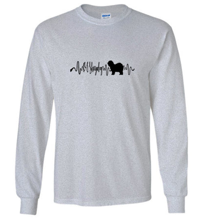 Old English Sheepdog Gildan Unisex Long Sleeve T-Shirt Black - WagALotBowWow