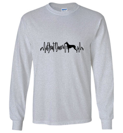 Great Dane Heartbeat Unisex Long Sleeve T-Shirt - WagALotBowWow