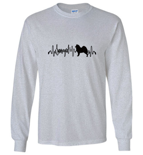 Samoyed 2 Heartbeat Unisex Long Sleeve T-Shirt - WagALotBowWow