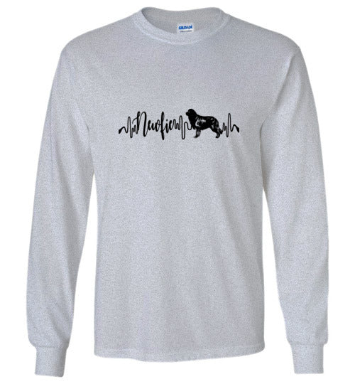 Newfie Heartbeat Unisex Long Sleeve T-Shirt - WagALotBowWow
