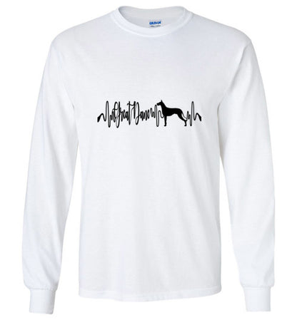 Great Dane Heartbeat Unisex Long Sleeve T-Shirt - WagALotBowWow