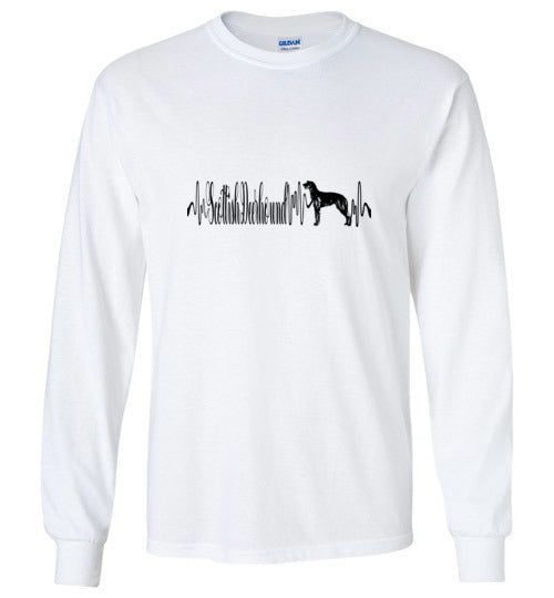Scottish Deerhound Heartbeat Unisex Long Sleeve T-Shirt - WagALotBowWow