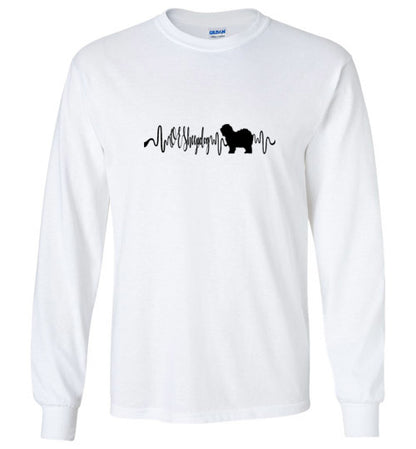 Old English Sheepdog Gildan Unisex Long Sleeve T-Shirt Black - WagALotBowWow