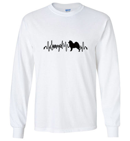 Samoyed 2 Heartbeat Unisex Long Sleeve T-Shirt - WagALotBowWow