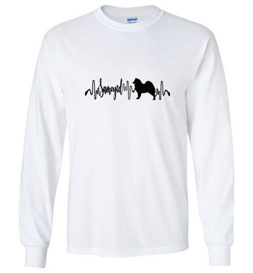 Samoyed 2 Heartbeat Unisex Long Sleeve T-Shirt - WagALotBowWow