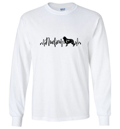 Newfie Heartbeat Unisex Long Sleeve T-Shirt - WagALotBowWow