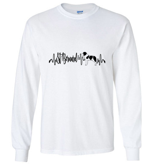 St. Bernard Heartbeat Unisex Long Sleeve T-Shirt - WagALotBowWow