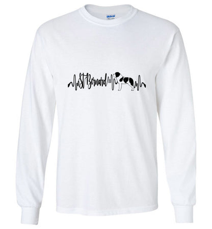 St. Bernard Heartbeat Unisex Long Sleeve T-Shirt - WagALotBowWow