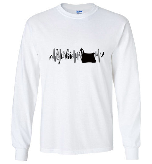 Yorkie Heartbeat Unisex Long Sleeve T-Shirt - WagALotBowWow