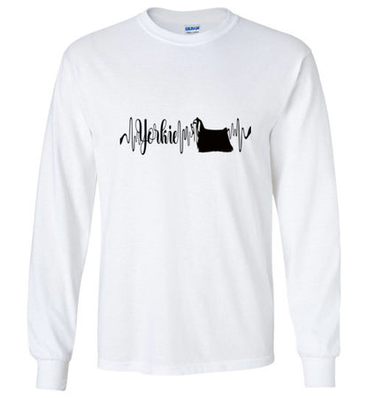 Yorkie Heartbeat Unisex Long Sleeve T-Shirt - WagALotBowWow
