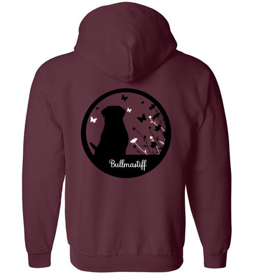 Bullmastiff Flowers Gildan Zip Hoodie S,M,L,XL - WagALotBowWow