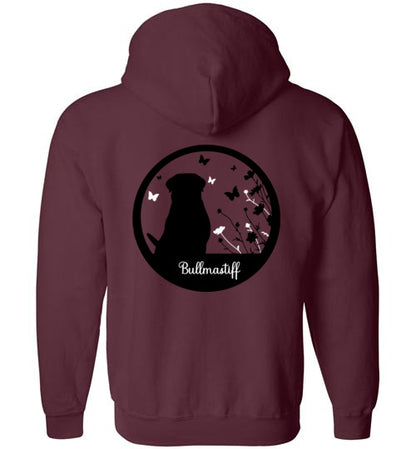 Bullmastiff Flowers Gildan Zip Hoodie S,M,L,XL - WagALotBowWow