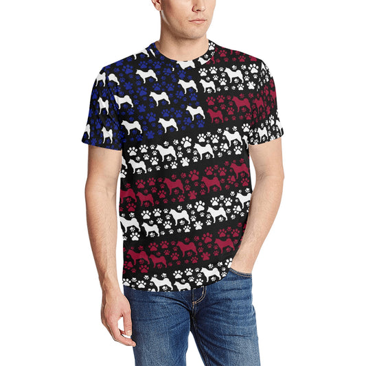 Akita Stars & Paws All Over Print T-Shirt - WagALotBowWow