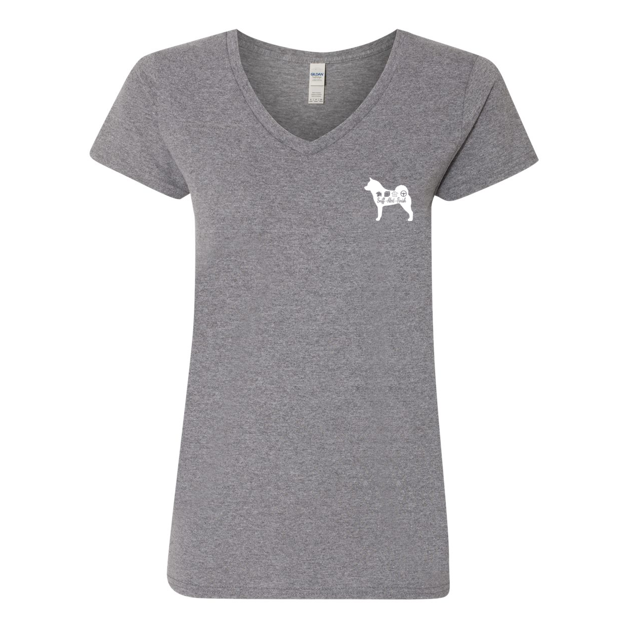 Akita Scent F/B Women's V-Neck T-Shirt - WagALotBowWow