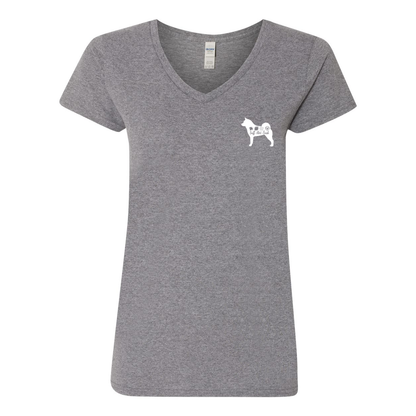 Akita Scent F/B Women's V-Neck T-Shirt - WagALotBowWow